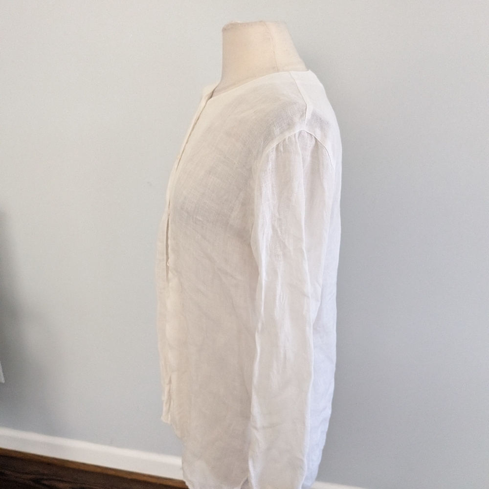 Vintage Women's J.Crew linen tunic blouse, early 1990s White Thin Medium - Picture 5 of 8